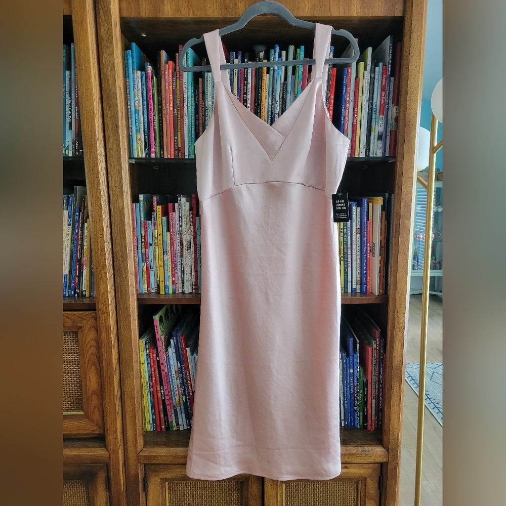 Satin Cocktail Slip Dress Express NWT blush pink vintage style V Neck